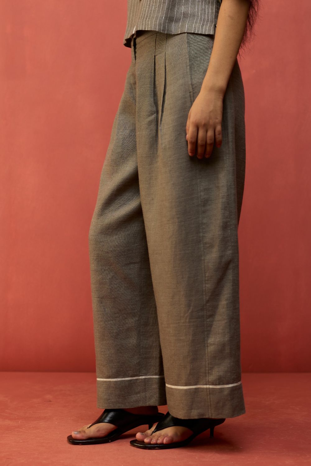 Shiro Stripe Linen Co-ord Set - Grey
