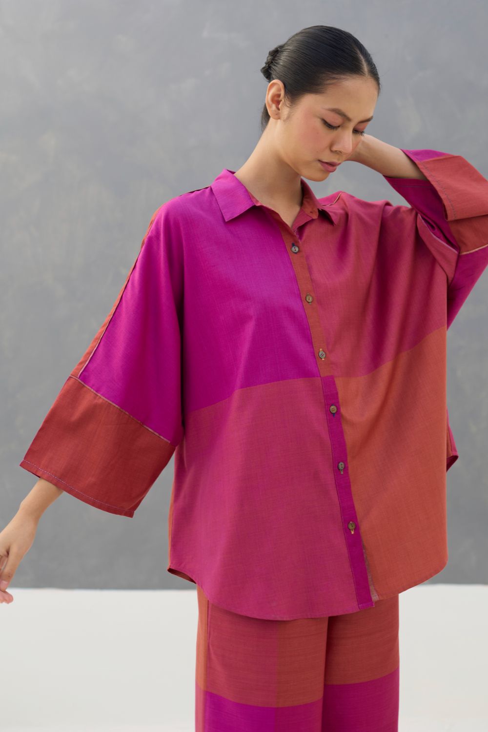 Sara Eri Silk Co-ord Set  - Rose