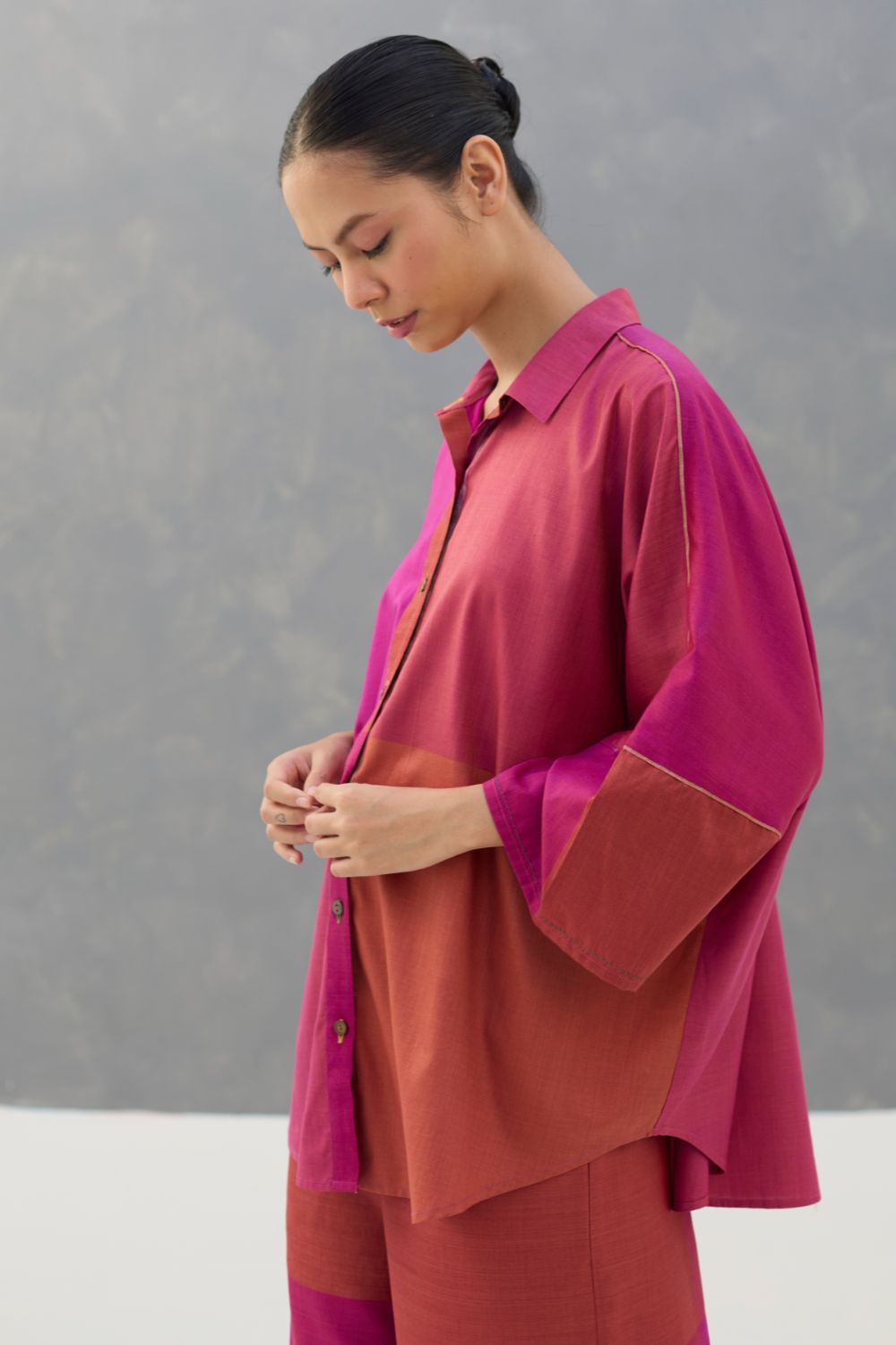 Sara Eri Silk Co-ord Set  - Rose