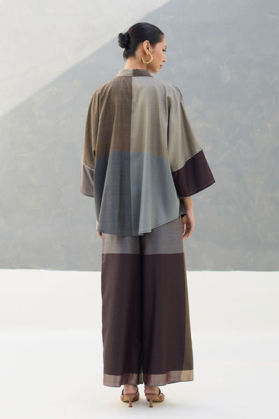 Sara Eri Silk Co-ord Set  - Taupe Grey