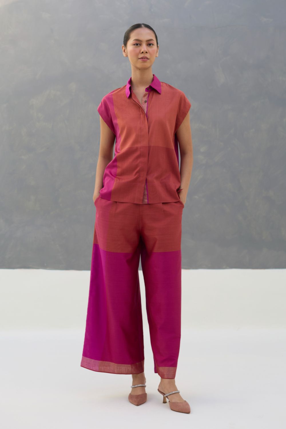 Aana Eri Silk Co-ord Set -  Rose