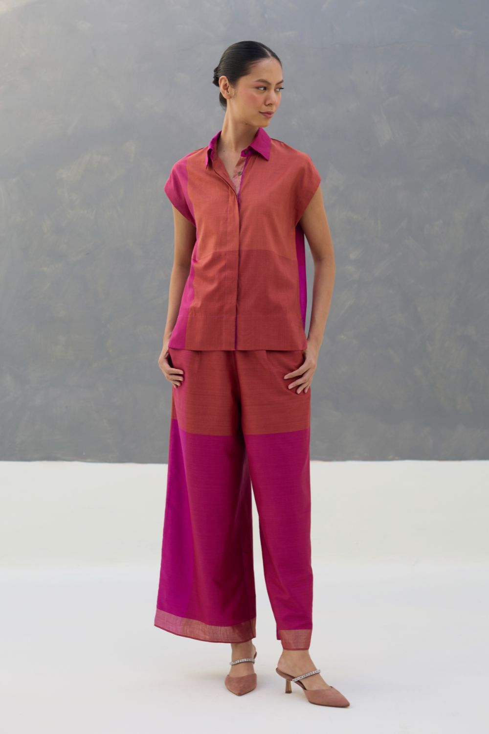 Aana Eri Silk Co-ord Set -  Rose