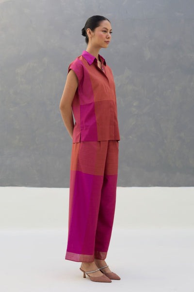 Aana Eri Silk Co-ord Set -  Rose