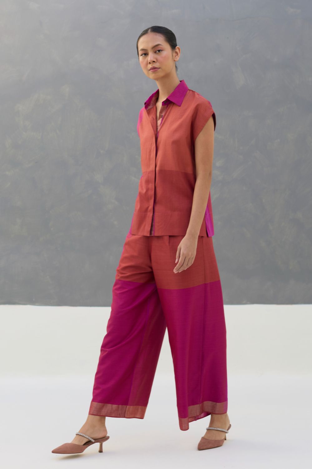 Aana Eri Silk Co-ord Set -  Rose