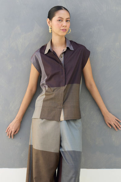 Aana Eri Silk Co-ord Set -  Taupe Grey