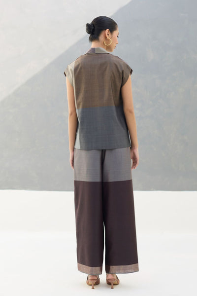 Aana Eri Silk Co-ord Set -  Taupe Grey