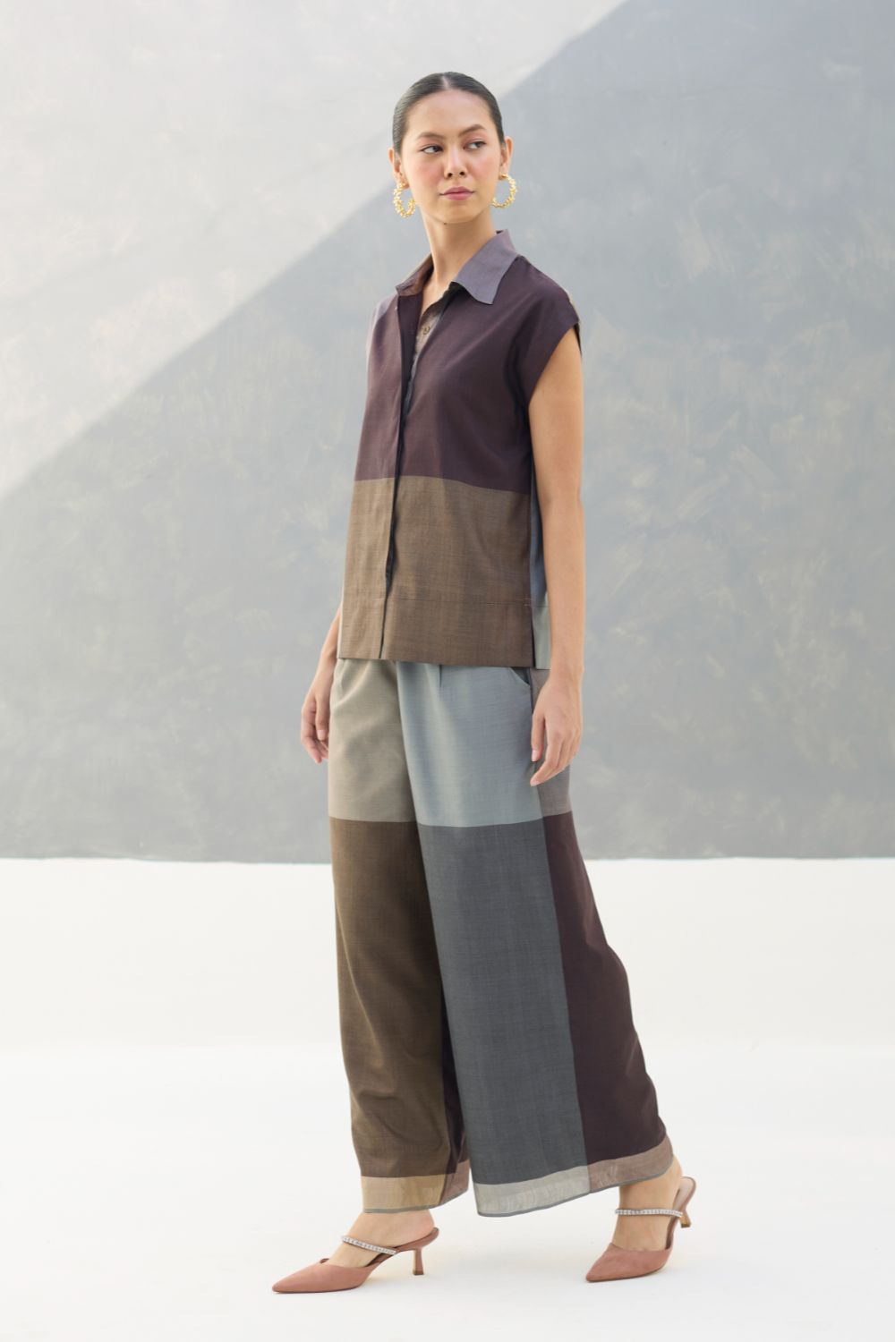 Aana Eri Silk Co-ord Set -  Taupe Grey