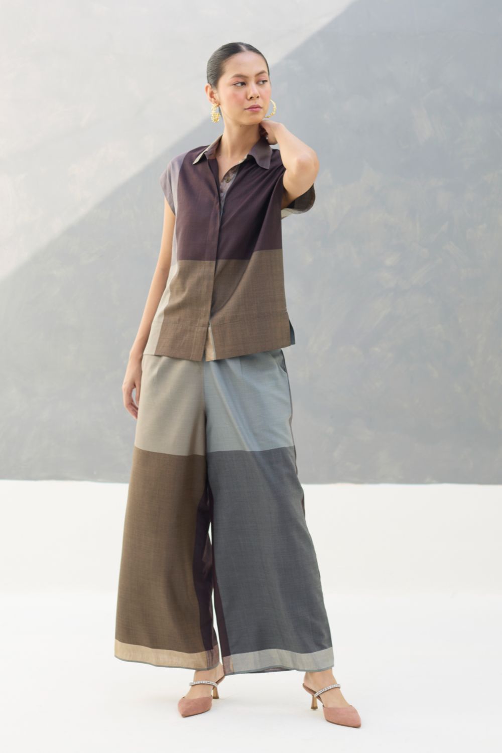 Aana Eri Silk Co-ord Set -  Taupe Grey