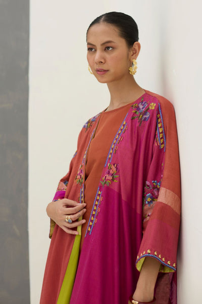 Darri Hand-Embroidered Overlay with Mulberry Silk Dress - Rose