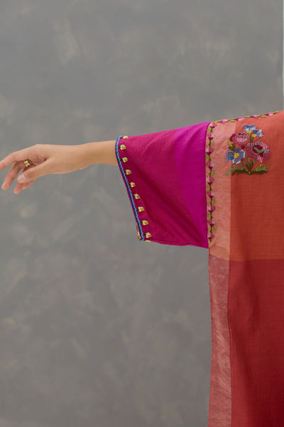 Darri Hand-Embroidered Overlay with Mulberry Silk Dress - Rose