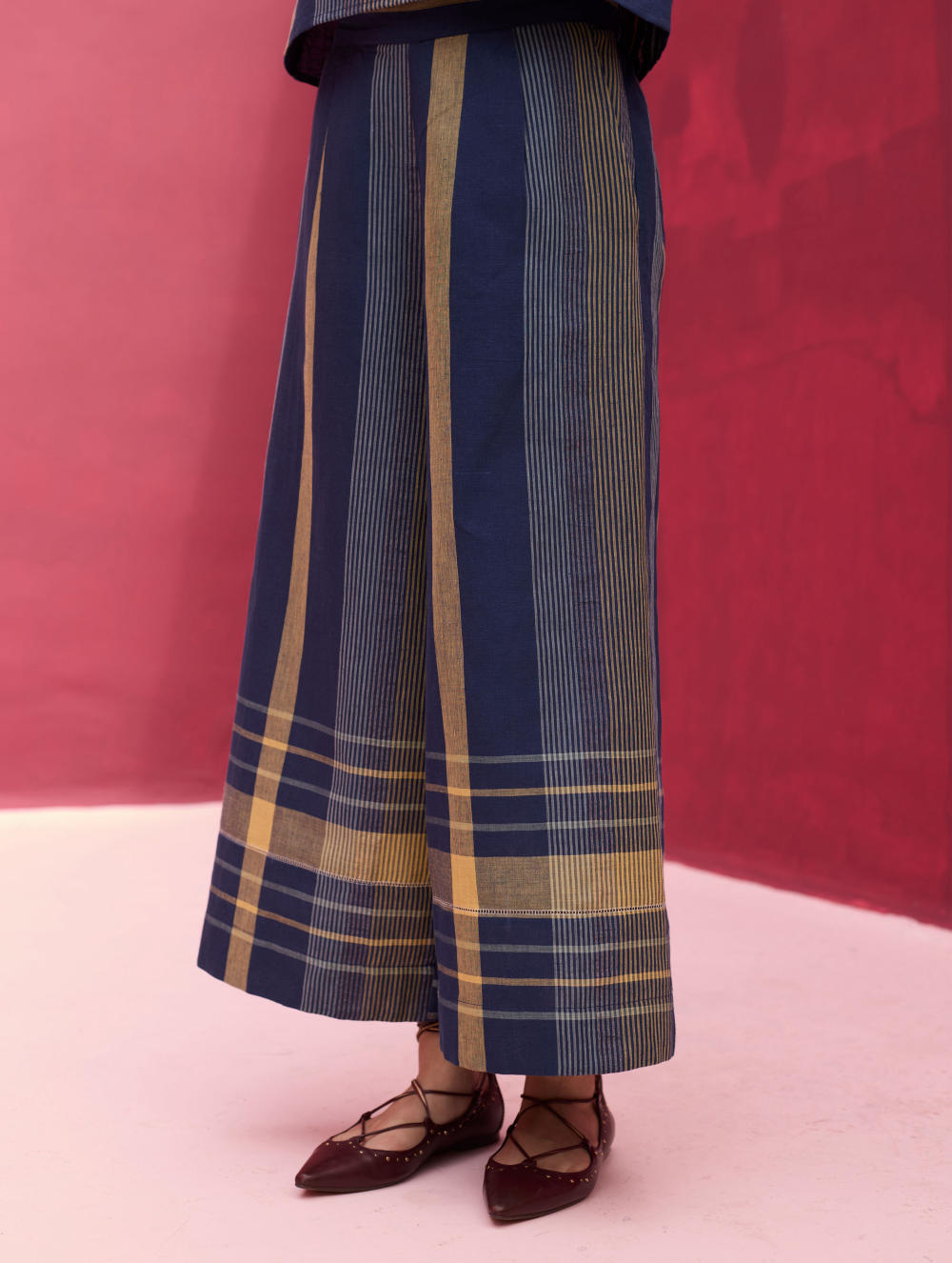 Buna Check Linen Co-ord Set - Navy