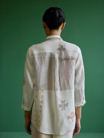 Tansa Hand-Embroidered Co-ord Set - Ivory