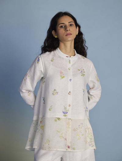 Leina A- Line Linen Co-ord Set - White