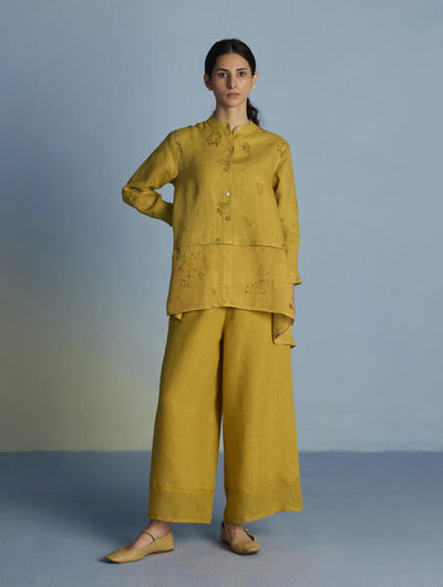 Leina A- Line Linen Co-ord Set - Ochre