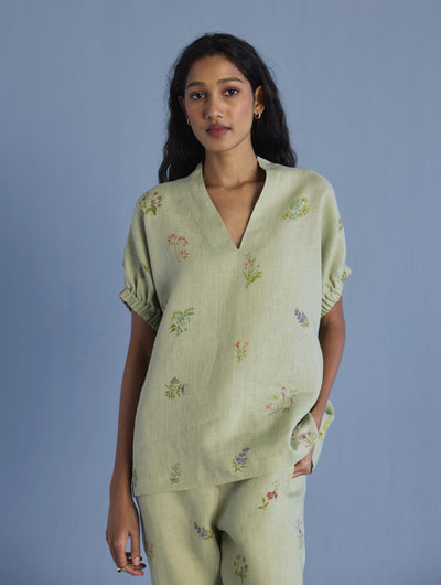 Mihen Elasticated Sleeve Co-ord Set - Mint