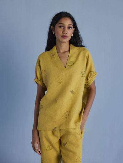 Mihen Elasticated Sleeve Co-ord Set - Ochre