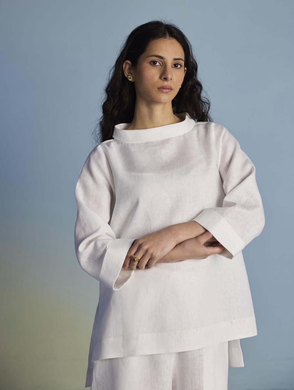 Ishi Boat-Neck Linen Top - White