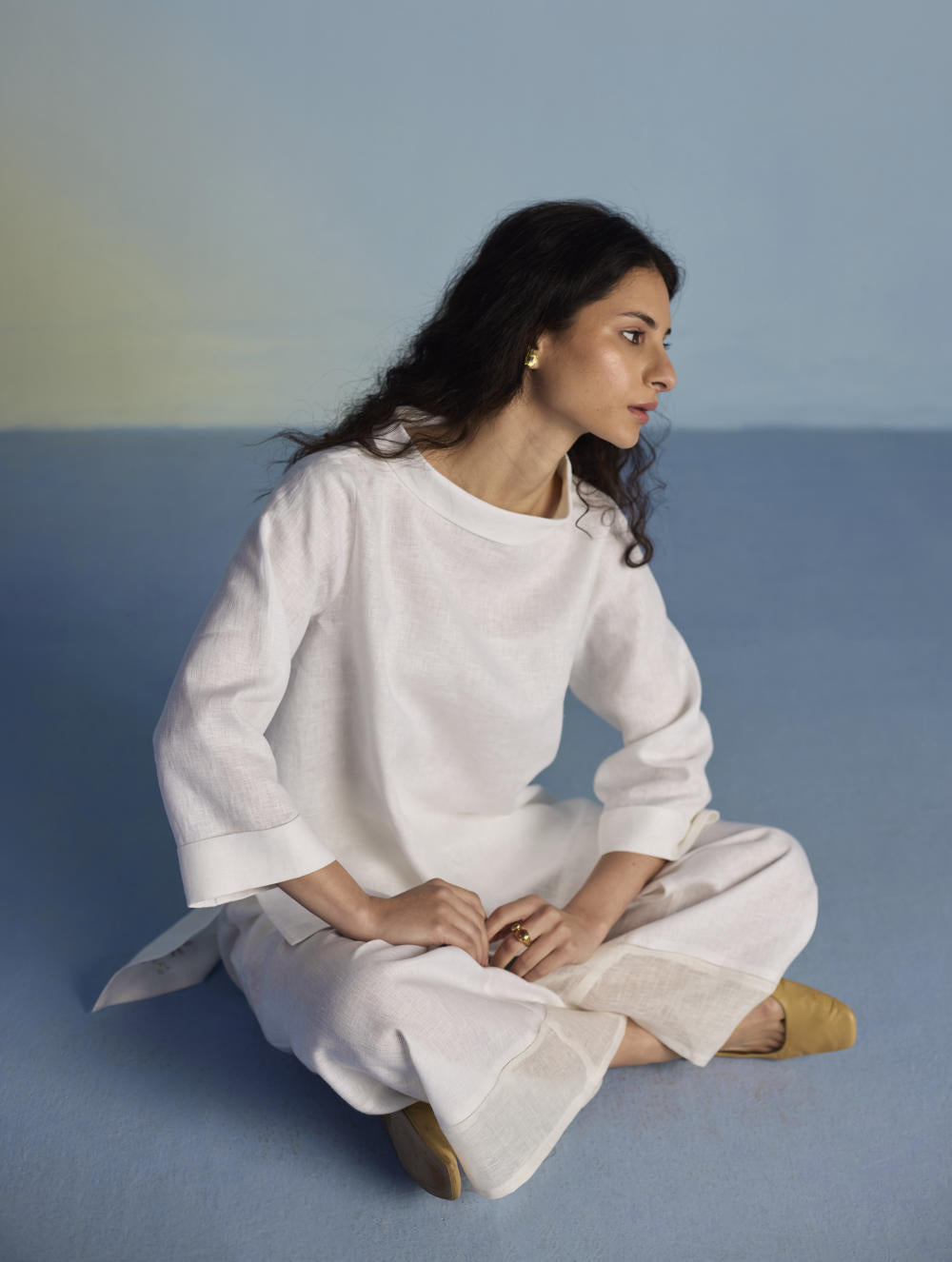 Ishi Boat-Neck Linen Top - White