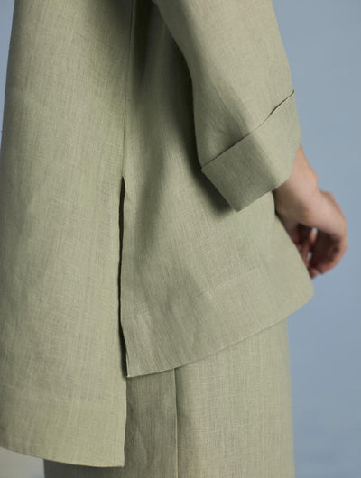 Ishi Boat-Neck Linen Top - Mint