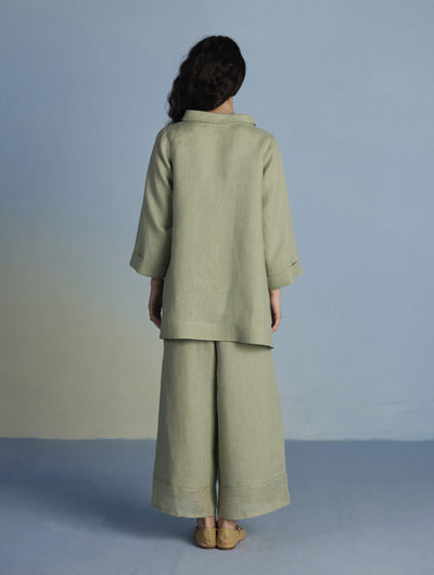 Ishi Boat-Neck Linen Top - Mint