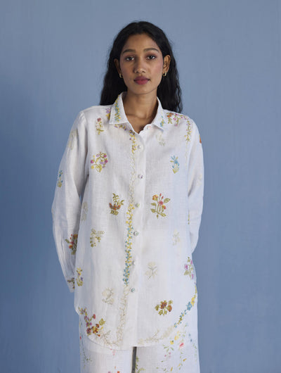 Alila Embroidered Oversized Co-ord Set -  White