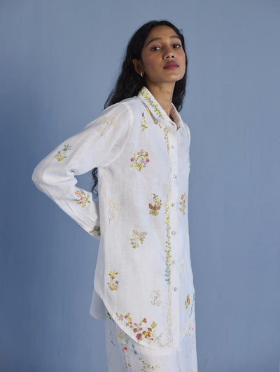 Alila Hand-Embroidered Linen Shirt - White