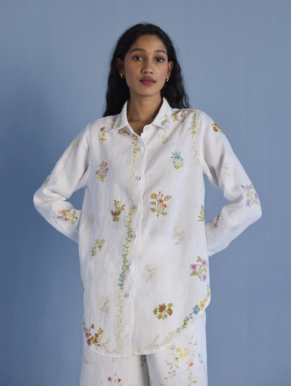 Alila Hand-Embroidered Linen Shirt - White