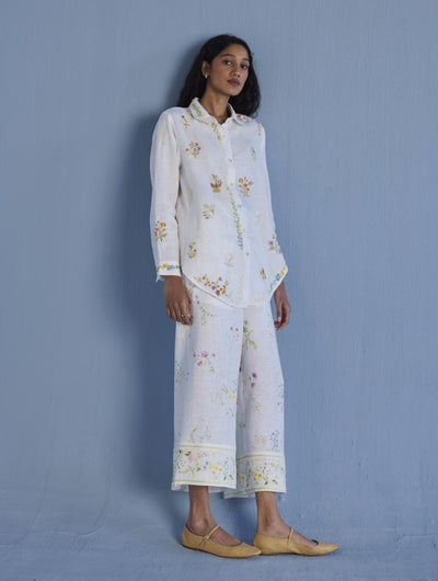 Alila Hand-Embroidered Linen Shirt - White