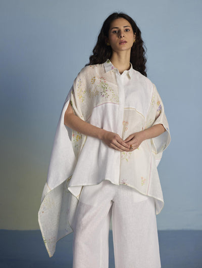 Osho Patchwork Kaftan Shirt - White