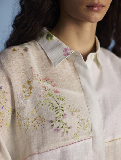 Osho Patchwork Kaftan Shirt - White