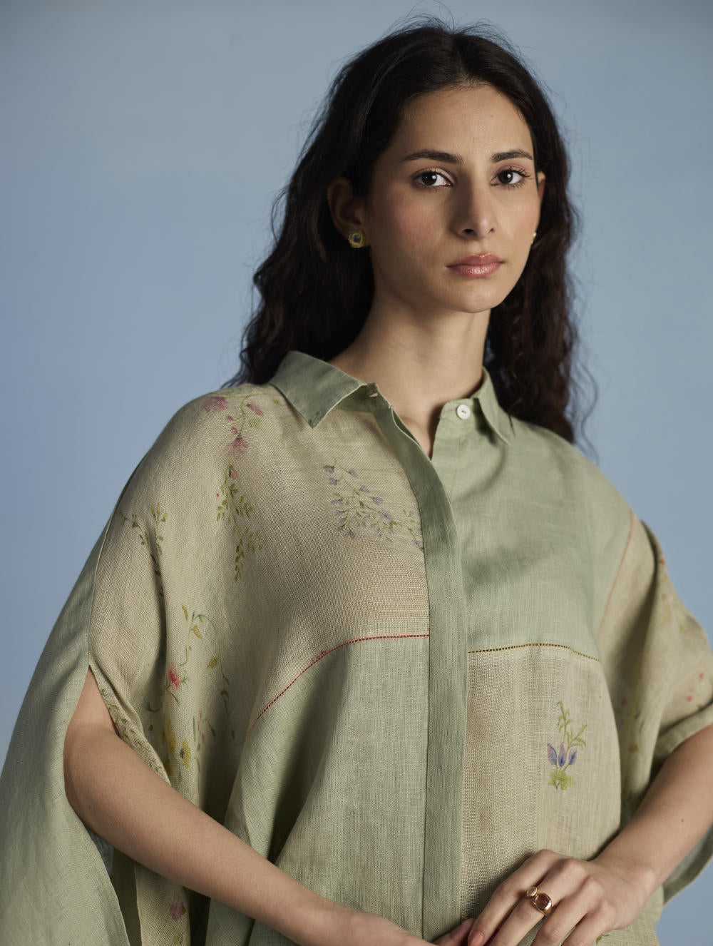 Osho Patchwork Kaftan Shirt - Mint
