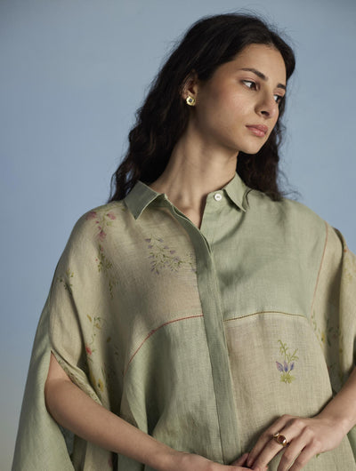 Osho Patchwork Kaftan Shirt - Mint