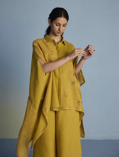 Osho Patchwork Kaftan Shirt - Ochre