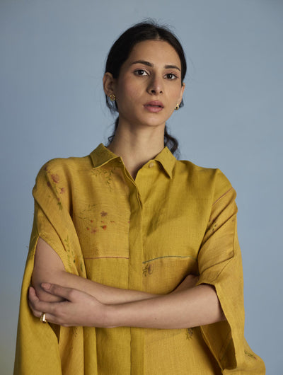 Osho Patchwork Kaftan Shirt - Ochre