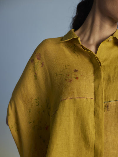 Osho Patchwork Kaftan Shirt - Ochre