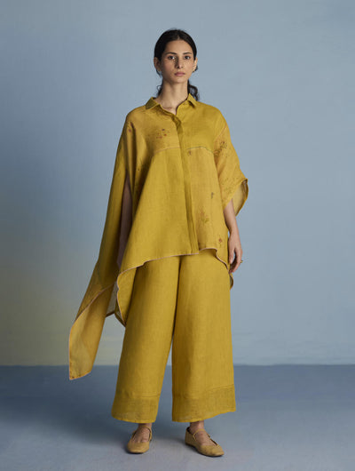 Osho Patchwork Kaftan Shirt - Ochre