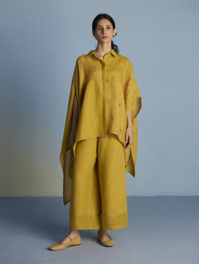 Osho Patchwork Kaftan Shirt - Ochre