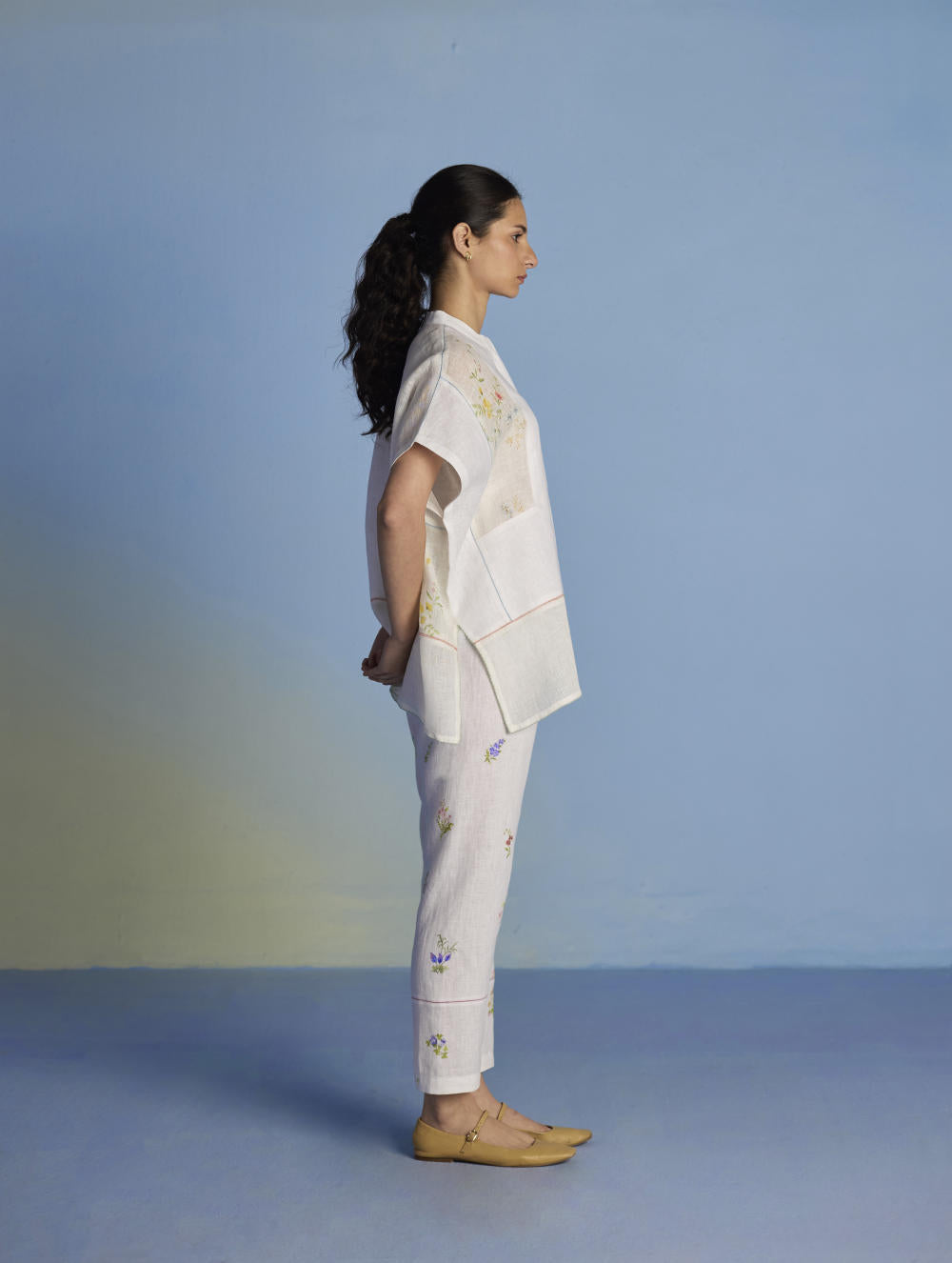 Aboli Patchwork Linen Shirt - White