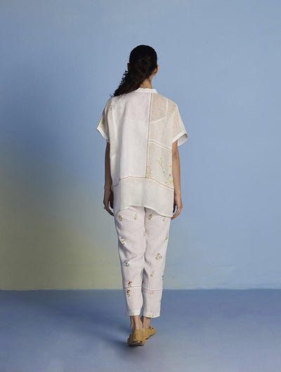 Aboli Patchwork Linen Shirt - White