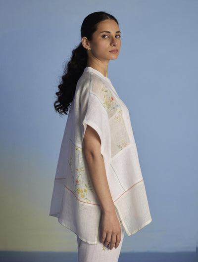 Aboli Patchwork Linen Shirt - White