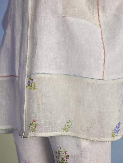 Aboli Patchwork Linen Shirt - White