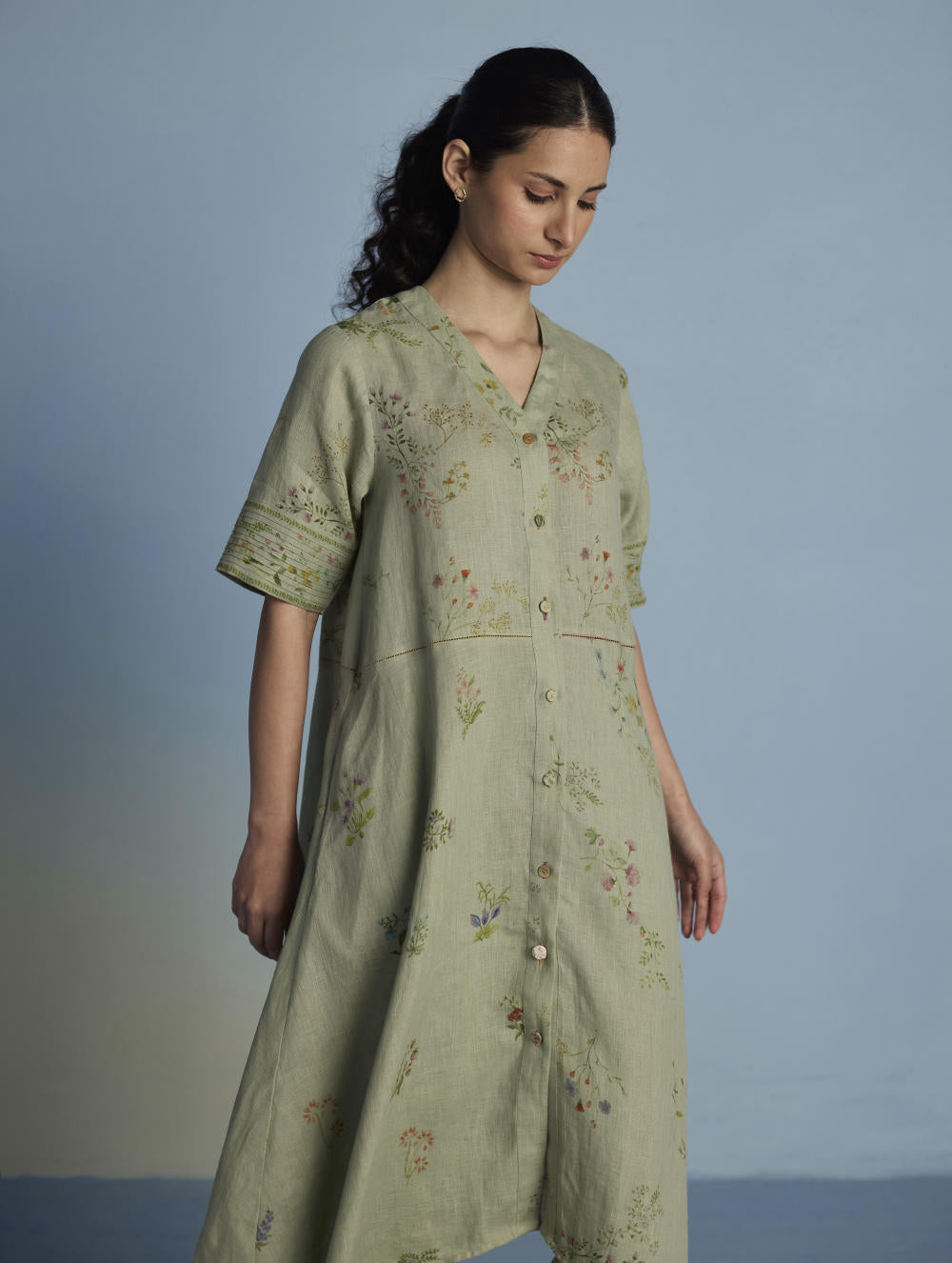 Inoya Shirt Kurta with Handkerchief Hem - Mint