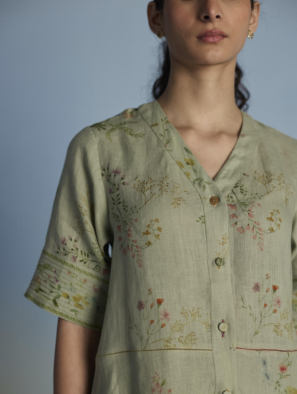 Inoya Shirt Kurta with Handkerchief Hem - Mint