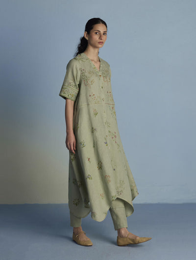 Inoya Shirt Kurta with Handkerchief Hem - Mint