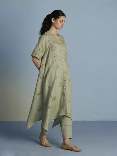 Inoya Shirt Kurta with Handkerchief Hem - Mint