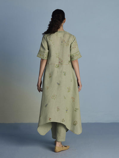 Inoya Shirt Kurta with Handkerchief Hem - Mint