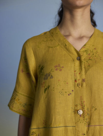 Inoya Shirt Kurta with Handkerchief Hem - Ochre