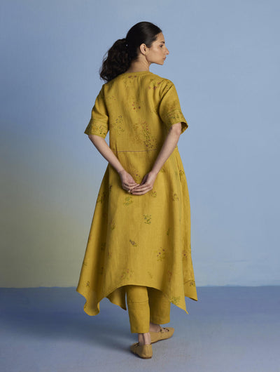 Inoya Shirt Kurta with Handkerchief Hem - Ochre