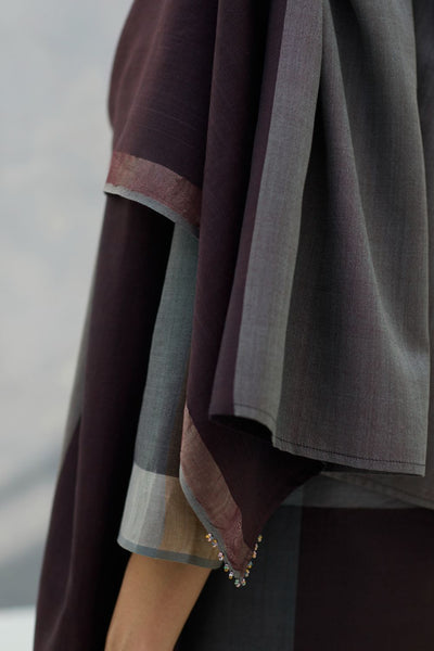 Firo Eri Silk Metallic Scarf/Dupatta- Taupe Grey