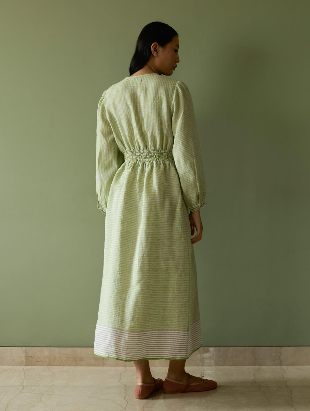 Liana Stripe Linen Dress-Meadow